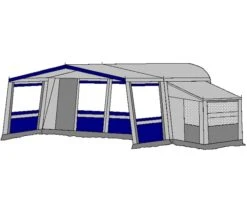 Te Velde Voortent De Vaart Lux 240 Cm Blauw -Tenten Verkoop te velde voortenten met uitbouw en luifel de vaart lux blauw